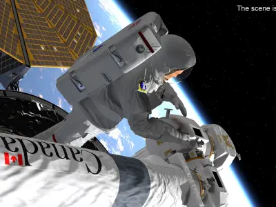 Astronaut Spacesuit with Portable Life Support System Rigged for Cinema 4D 