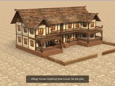 Medieval Village House Low Poly 3D Model Pack for Games