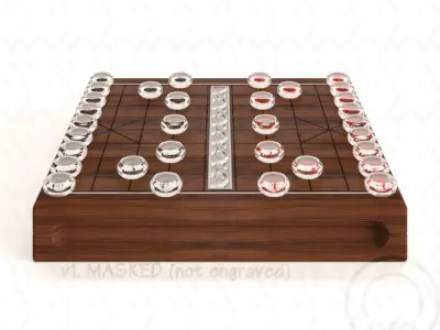 Chess Chinese XiangQi Glass Crystal MASKED and ENGRAVED 3D model