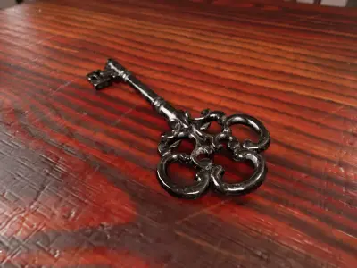 Ornamental Antique Key Low-poly 3D model
