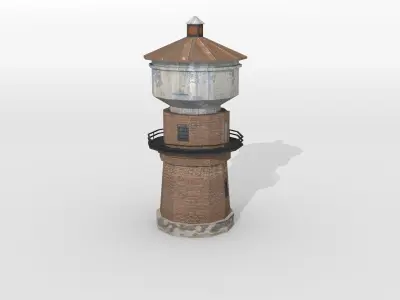 Old railway water tower Low-poly 3D model