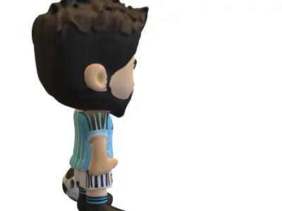 Stylized Bearded Soccer Player Low-poly 3D model