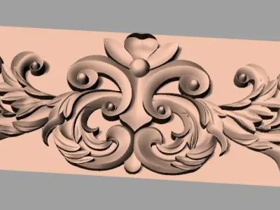 European style flower 3D relief STL Model for cnc engraving E083 3D model
