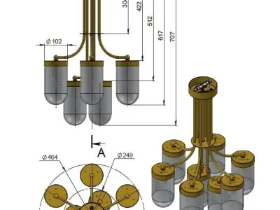 Subway Stone Chandelier sku 31535 by Pikartlights Free 3D model