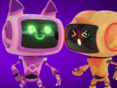 Kitchen Robots - Cute Robots collection Rigged and Animated  Low-poly 3D model