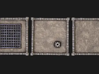 Castle Medieval Prison Roof Set Low-poly 3D model