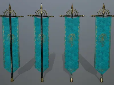 flag set 2 flags of kazakhstan dynasty Low-poly 3D model