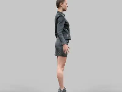 A-Pose girl in leather Rigged Low-poly 3D model