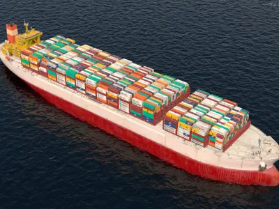  Cargo Ship Loaded with Containers 