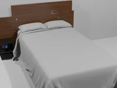 bed with headboard 3D model