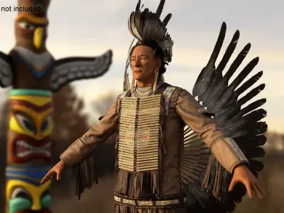  American Indian Rigged for Cinema 4D 