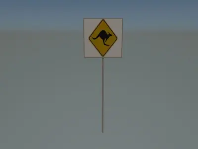 Kangaroo sign Low-poly 3D model