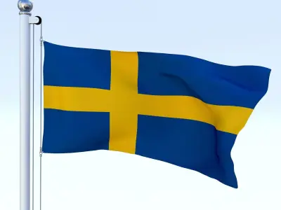 Animated Sweeden Flag Low-poly 3D model