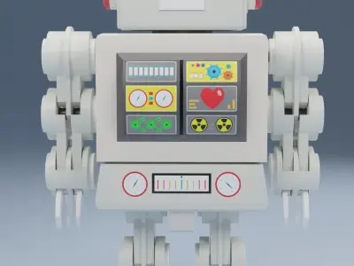 Vintage tin robot RTR-0406 model Low-poly 3D model