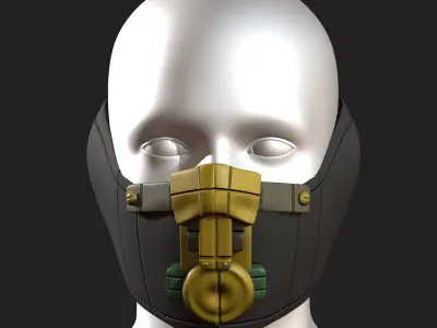 Gas mask respirator scifi futuristic 3d  Low-poly 3D model 31