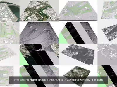 Five airports Atlanta Brussels Indianapolis IA Canada JFKennedy 3D Model Pack