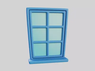 Cartoon Window 7b 3D model