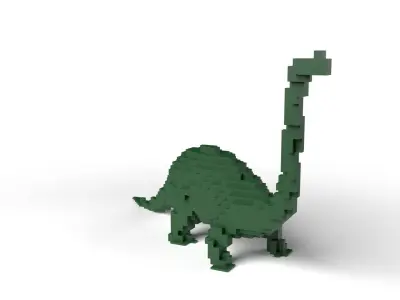Bronchosaurus Minecraft Voxel Low-poly 3D model
