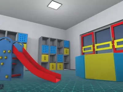 Kindergarten - interior and props Low-poly 3D model