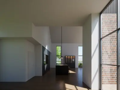 Scandinavian Modern House - Minimalist Architectural Unfurnished 3D model