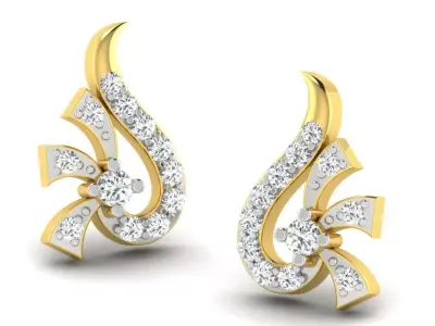Gold Diamond Women Earring 3D print Model 3D print model 20