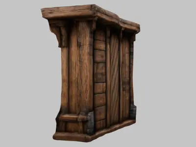Medieval Tavern Wall door Low-poly 3D model