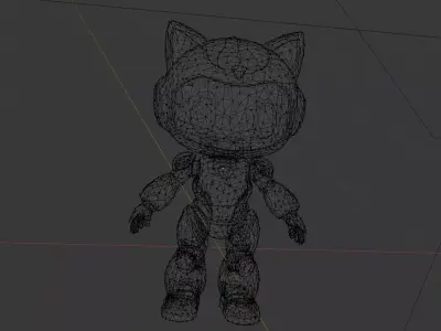 Low-Poly  Pink Robot Cat Girl 13k Faces Low-poly 3D model