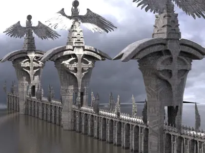 League of legends Inspired Sword Bridge Statues 2 3D model
