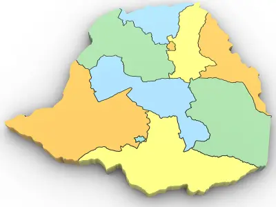 Political Map of Zimbabwe 3D model