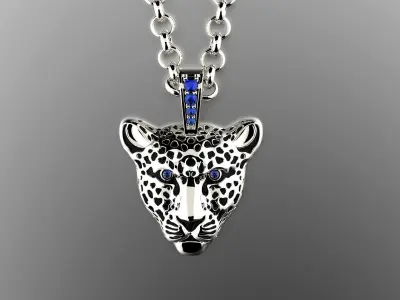 Jewelry Light Leopard Pendant with Enamel 0076 V3-1 3dm Stl Fbx 3D print model