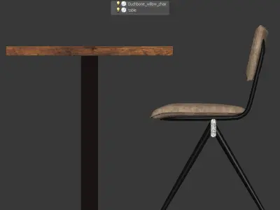 Willow Chair By Duchbone And Wood Table 3D model
