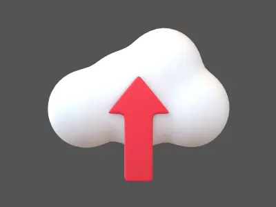 Cloud Upload Icon v1 004 Low-poly 3D model