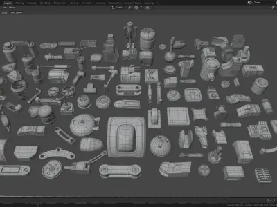 Hard Surface Kitbash 3D model
