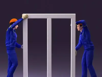 builders with window 1090 3D model