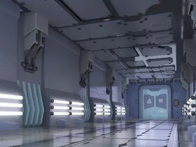 SciFi Corridor modular sci-fi hallway 3D model purchase