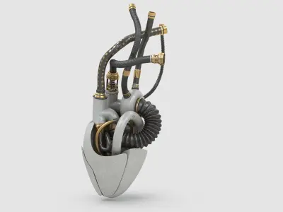  Sci-Fi Artificial Cyber Heart - High-Quality Photorealistic 3D Model 