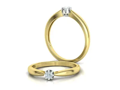 3mm Crown Solitaire Ring two-tone Ring 3dmodel 3D print model