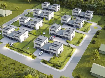 House complex with surroundings Archicad Lumion 12 Sketchup 3D model