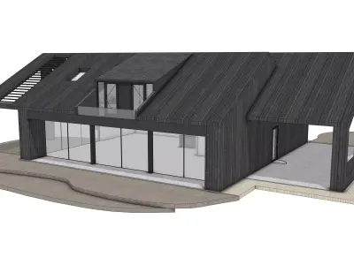 Modern Barndominium House 3D Model Large Residential Villa 3D model