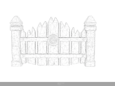 Stylized Wooden Fence Game Ready - AI Low-poly 3D model
