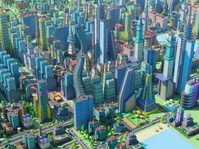 City Future Low-poly 3D model