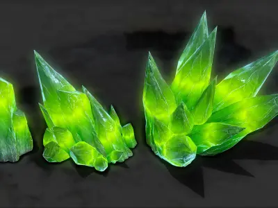 3D GLOWING CRYSTAL STONES Game Ready Low-poly 3D model