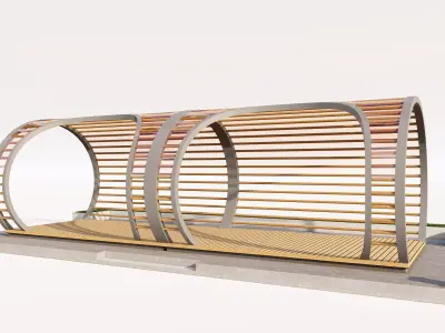 Modern Circular Bus Stop Pavilion  Low-poly 3D model