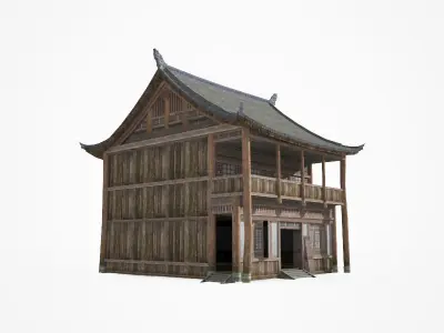 A dilapidated old house Low-poly 3D model
