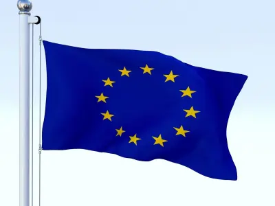 Animated European Union Flag Low-poly 3D model
