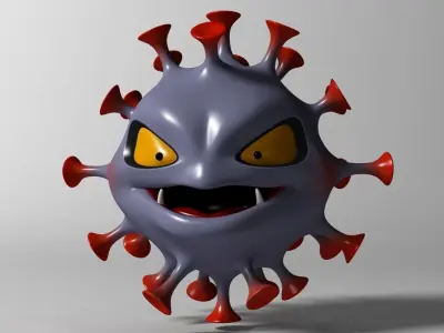 Cartoon Coronavirus Low-poly 3D model