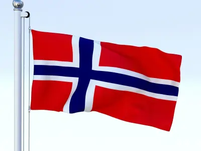 Animated Norway Flag Low-poly 3D model