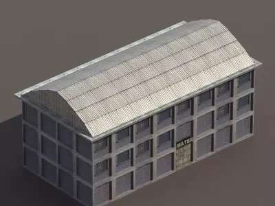 Factory Low poly Modular 3d Model Low-poly 3D model