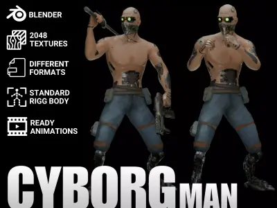 Cyberpunk Samurai Character Low-poly 3D model