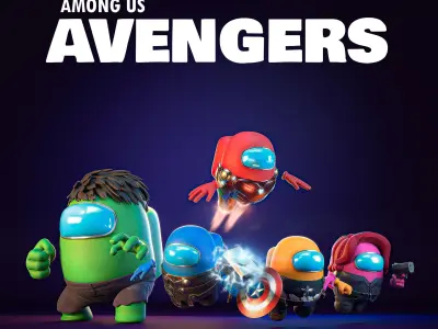 Among Us - Avengers Pack Low-poly 3D model